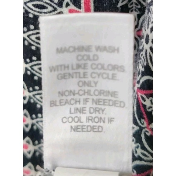 J Jill Paisley Petite Print Long Sleeve Dress Geometric Design Black/Pink Sz XSP - Picture 4 of 5